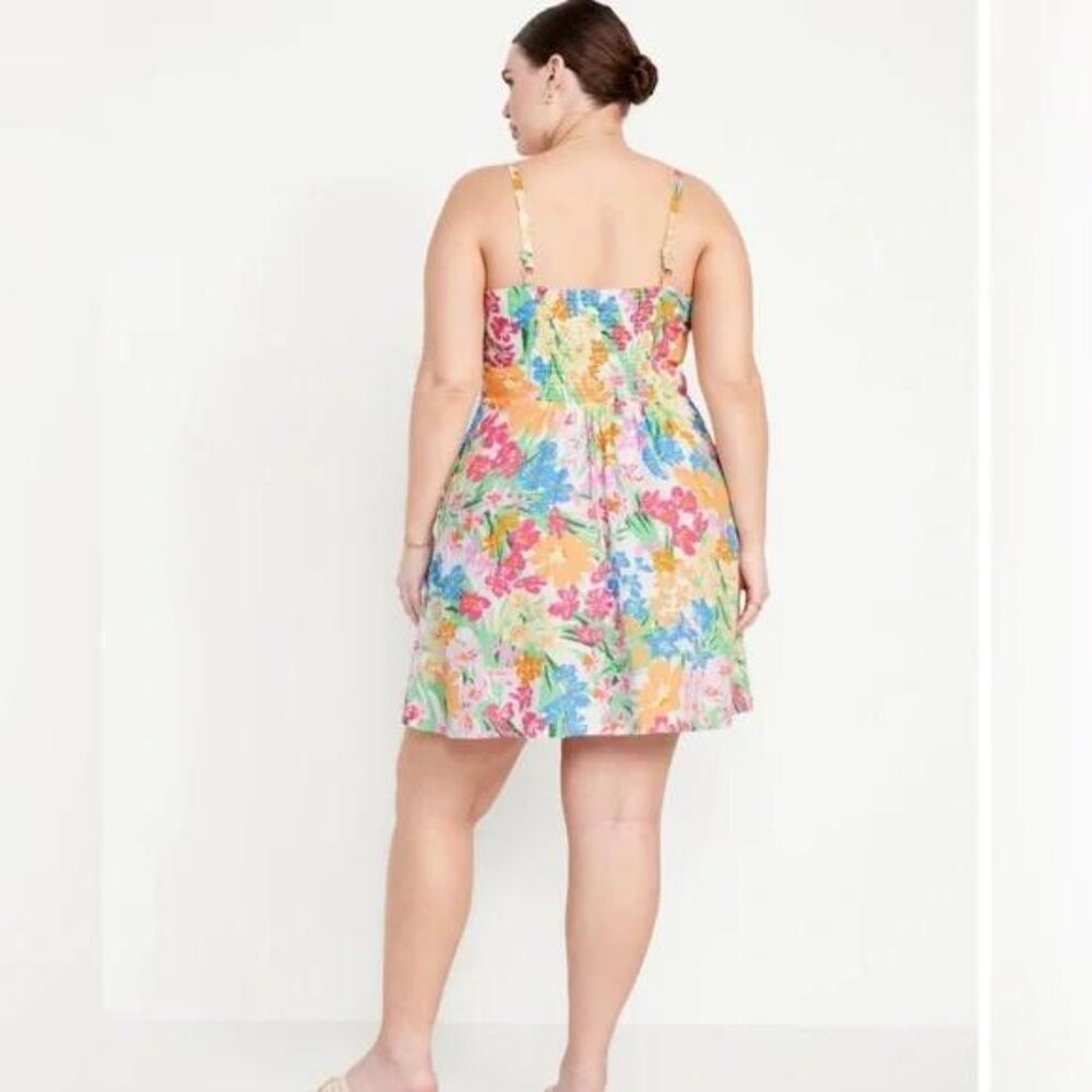 Nwt Old Navy Fit & Flare Linen-Blend Mini Dress - Picture 2 of 3